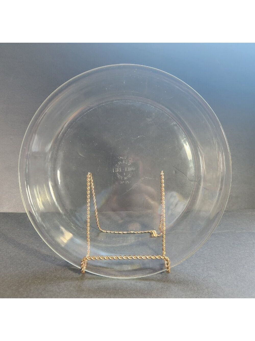 Vintage 50s Fire King Pie Plate 10" Clear Glass Retro Kitchen Cottage Core